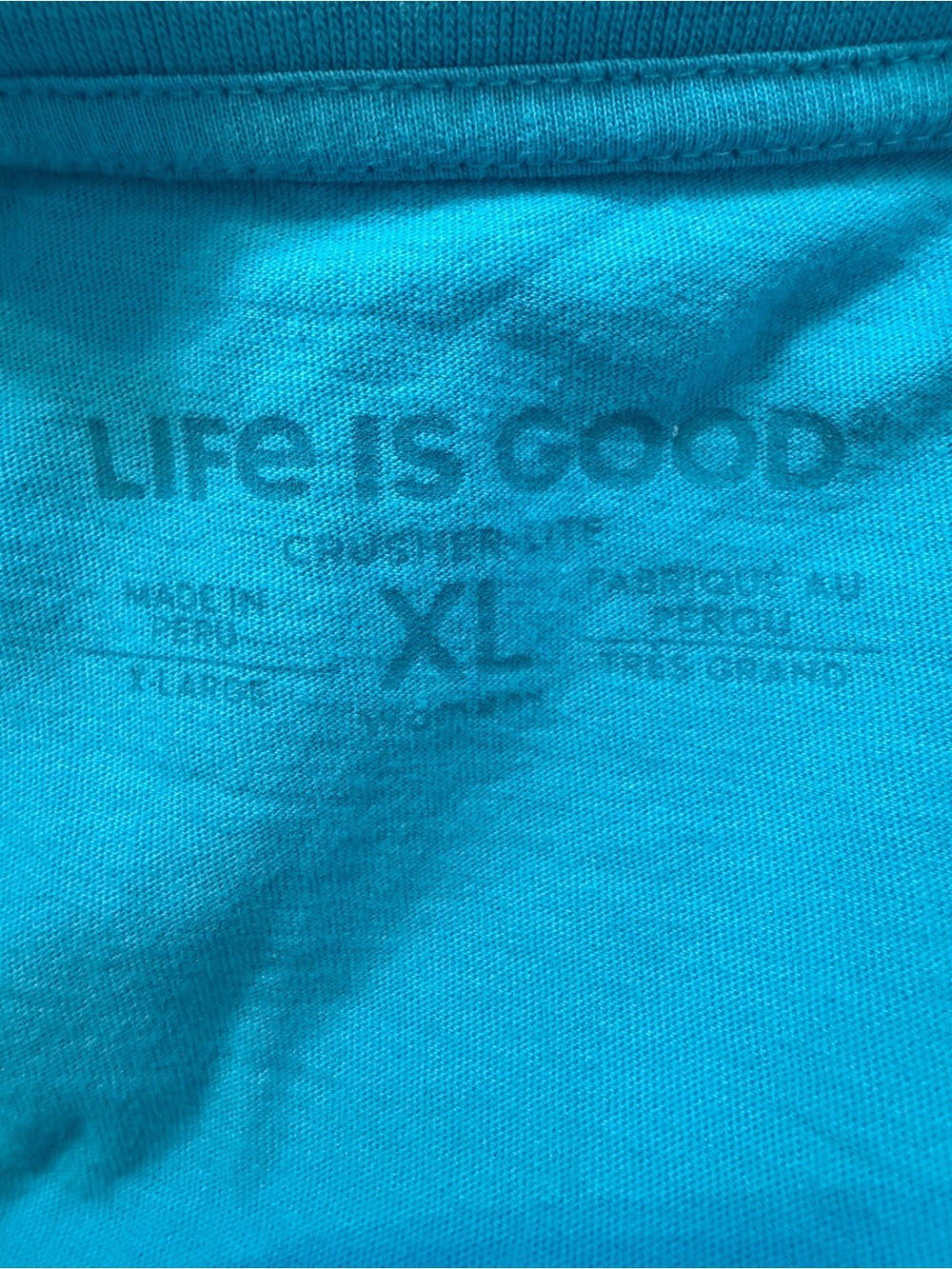 Life Is Good Turquoise V-Neck Tee with Turtle Graphic - Picture 3 of 6